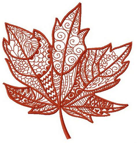 Maple leaf machine embroidery design