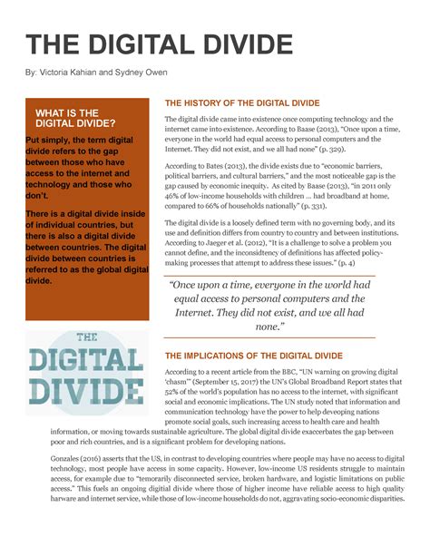 Digital Divide Final The Digital Divide By Victoria Kahian And