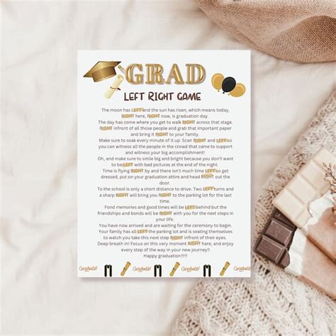 Graduation Left To Right Game Etsy