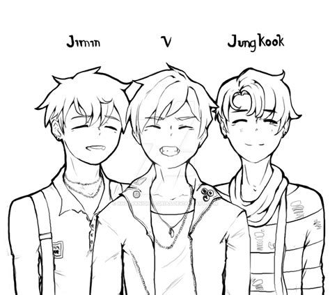 Jimin, V and Jungkook Coloring Page - Free Printable Coloring Pages for