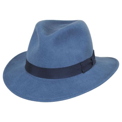 Bailey Curtis Wool Litefelt Safari Fedora Hat Light Blue Crushable