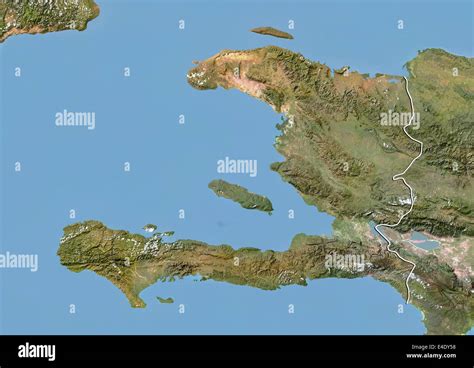 Haiti Satellite Image With Bump Effect With Border Stock Photo Alamy