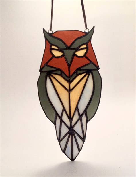 Geometric Stained Glass Owl Suncatcher Sea Glass Art Diy Sea Glass