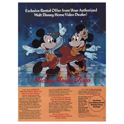 1981 WALT DISNEY Home Video Promo Mickey Mouse Disco Vintage Print Ad