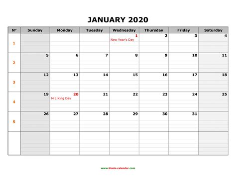 Get 2020 Printable Calendar With Space To Write Calendar Printables