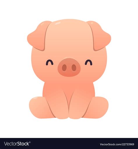 Cute Pig Cartoon Sitting On White Royalty Free Vector Image