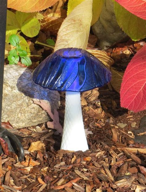Repurposed Glass Mushroom Art For Garden Or Home Etsy Glass