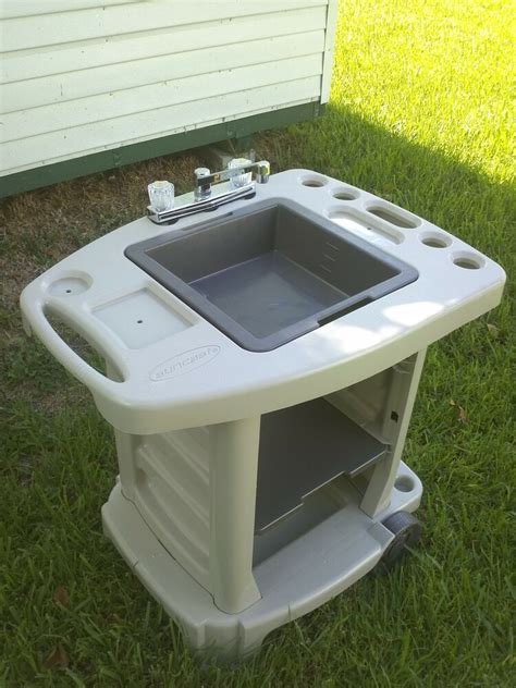 Outdoor sink station with hose reel. Portable Outdoor Sink Garden Camp Kitchen Camping RV New ...