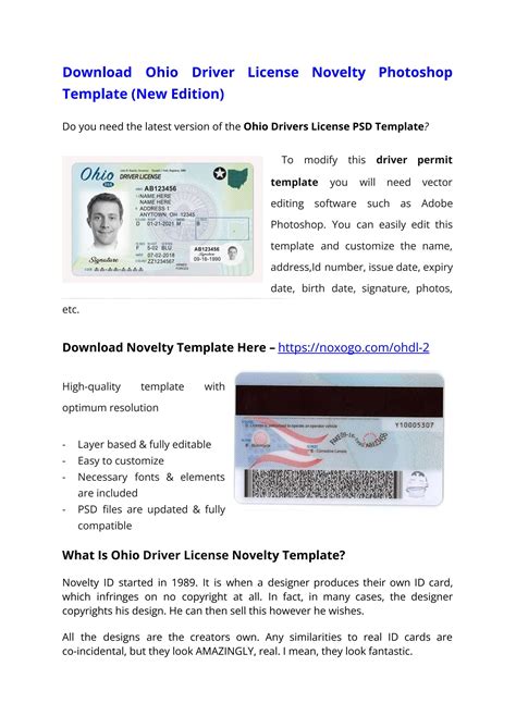 Ohio Drivers License Psd Template New Edition Download Photoshop