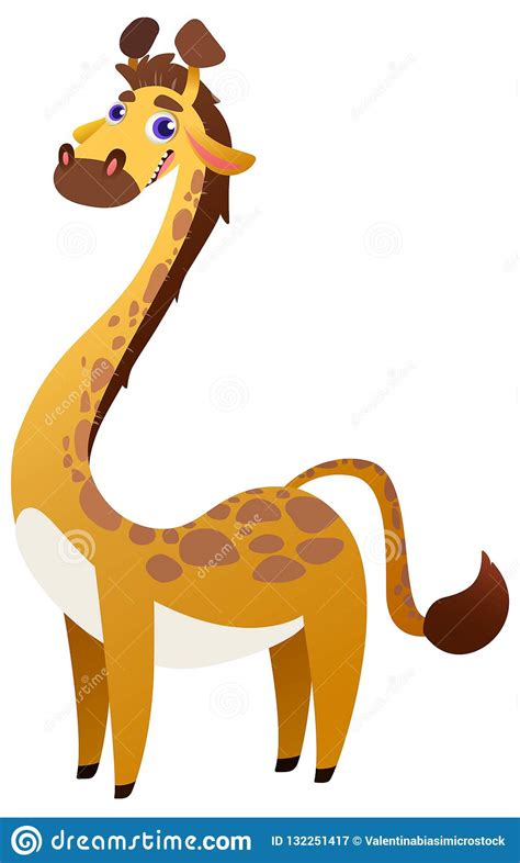 Cute Cartoon Giraffe Isolated On White Background Stock Vector