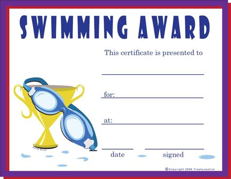 Free Swimming Certificates Printable Swimming Certificate Intended For