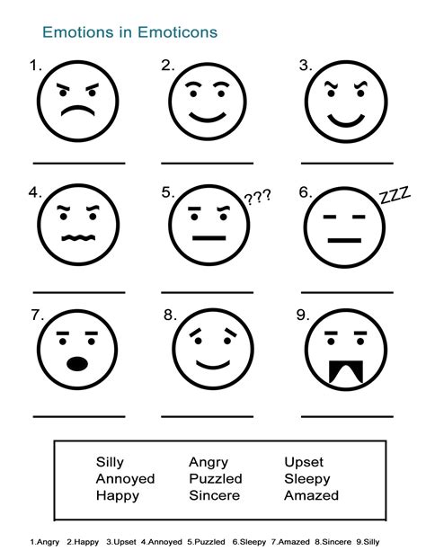 Emotions Worksheet For Kindergarten