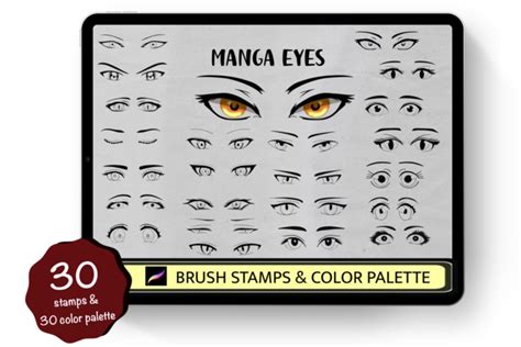 Anime Eyes 30 Procreate Brush Stamps Free Download