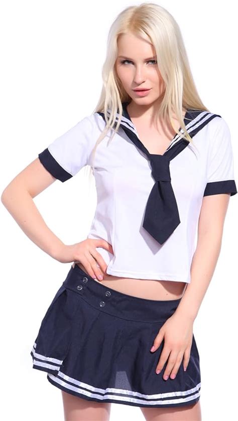 Sexy Japanische Uniform Anime Manga Karneval Cosplay Schuluniform Fasching Schoolgirl Blau