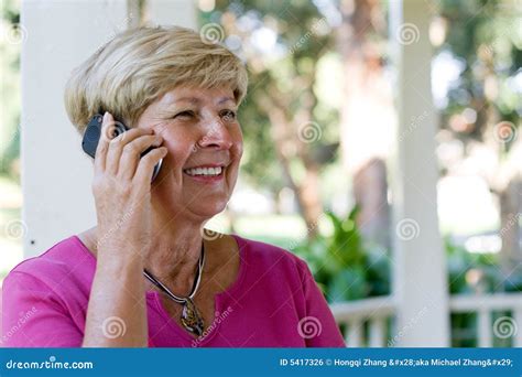 Elderly Woman On Cellphone Stock Photo Image Of Enjoy 5417326