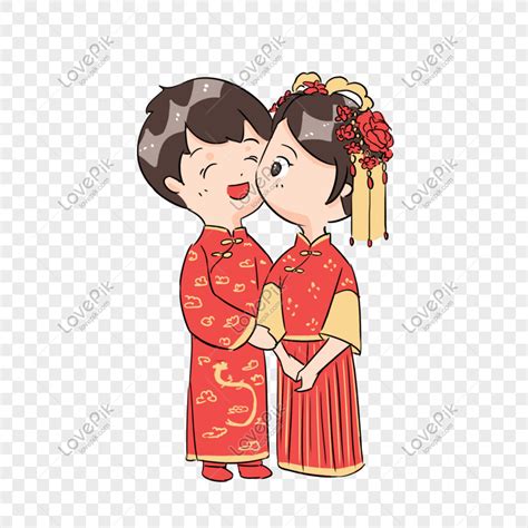 중국인 결혼식 애호가 부부 키스 png 일러스트 무료 다운로드 lovepik