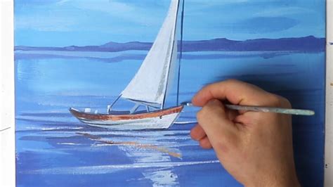 Sea Boat Painting Art Acrylic Easy Sea Boat Landscape Painting