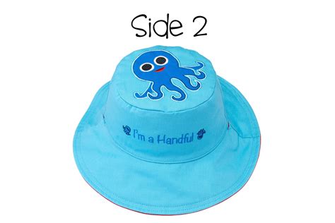 Reversible Kids And Toddler Sun Hat Whale And Blue Octopus Flapjackkids