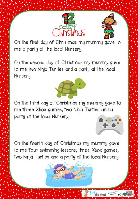 12 Days Of Christmas Poem Update Using The Poem For Learning