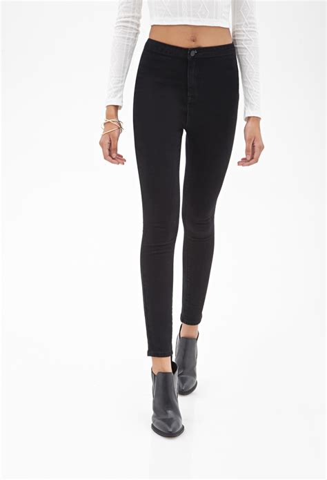 Forever Highrise Skinny Jeans In Black Lyst