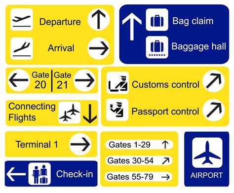 A Selection Of Airport Signs Eps10 Vector Format Autism Double Checked