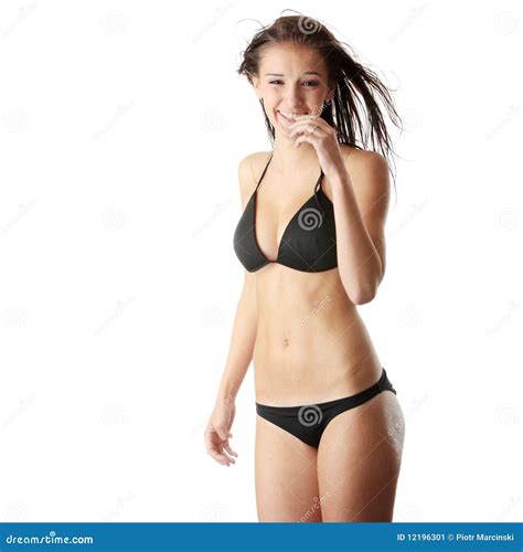 Nasse Kaukasische Frau Im Schwarzen Bikini Stockbild Bild Von Mode Sinnlich 12196301