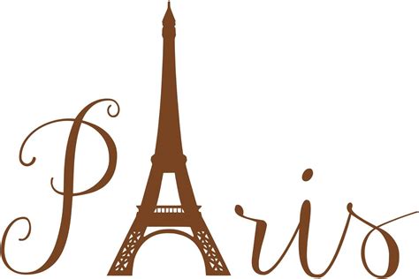 Paris Text With Eiffel Tower Cursive Letters Vinyl Wall Decal Sticker