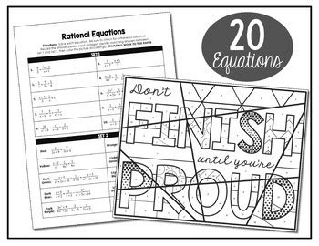 Rational Equations Coloring Activity by All Things Algebra | TpT