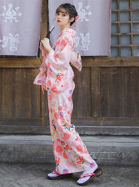 Cherry Blossom Season Cute Pink Sakura Japanese Style Formal Wear Kawaii Fashion Improved Kimono