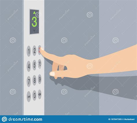 Hand Pressing Elevator Button Lift Buttons Panel Stock Vector