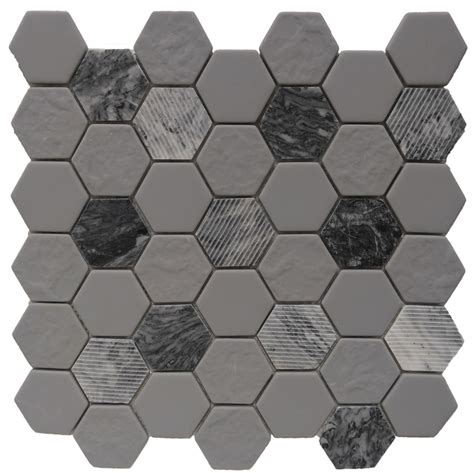 Rt Carrara Marble Multi Surface Hexagons 2x2 On A 12x12 Mesh Hexagon