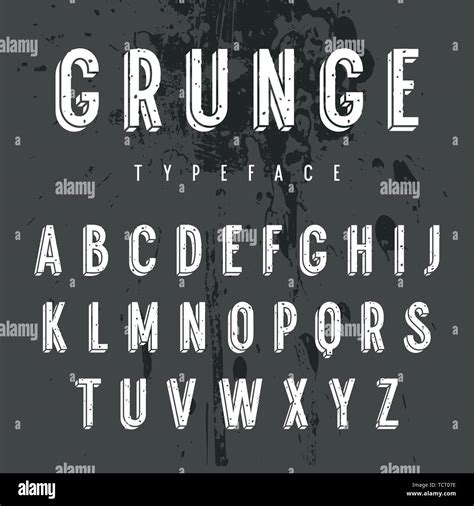 Vector Grunge 3d Alphabet Vintage Sans Serif Font Retro Style