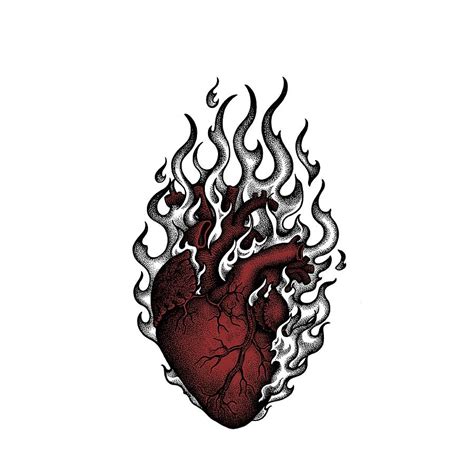 Flaming Heart 2 Drawing By Eli Horgvin Fine Art America