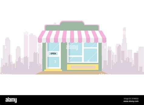 Storefront In City Vector Illustration Restaurant Cafe Or Store