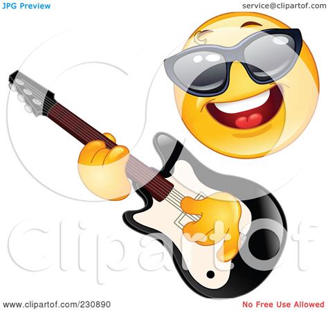 Royalty Free Rf Clipart Illustration Of A Yellow Emoticon Rock Star