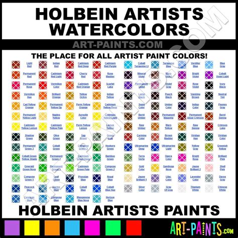 Holbein watercolor chart | Watercolor, Watercolor supplies ...