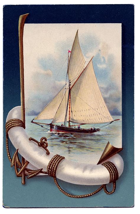 Vintage Nautical Clip Art Beautiful Sailboat The Graphics Fairy