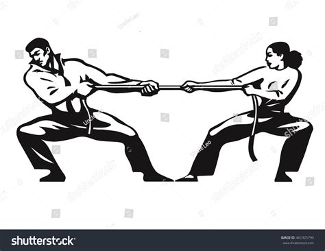 Tug War Man Woman Pulling Rope Stock Vector Royalty Free 461325790 Shutterstock