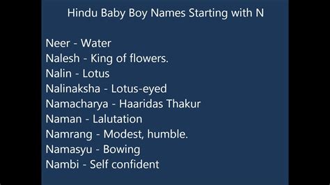 Indian Hindu Baby Boy Names N - YouTube