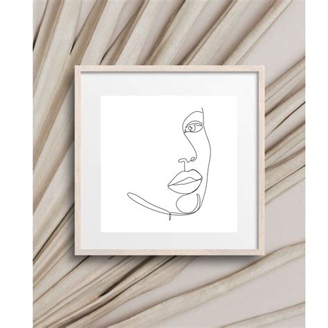 Abstract Face Drawing Minimalistic Line Drawing Hand Drawn Etsy