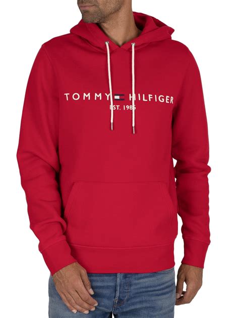 Tommy Hilfiger Graphic Pullover Hoodie In Red For Men Lyst