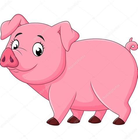 Cartoon Happy Pig Isolated On White Background — Stock