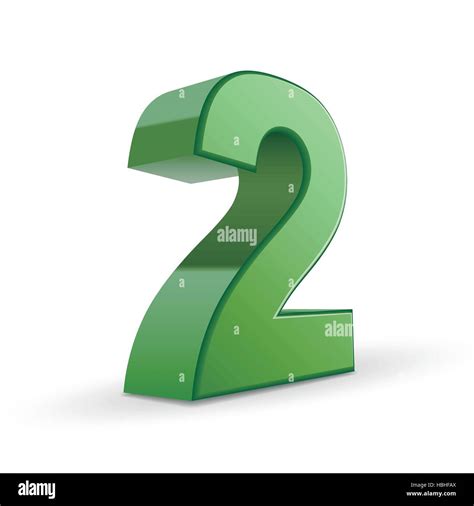 3d Shiny Green Number 2 Isolated On White Background Stock Vector Image