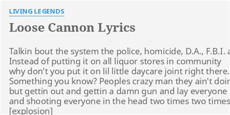 Loose Cannon Lyrics By Living Legends Talkin Bout The System