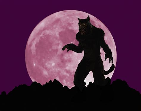 A Werewolf Stands Menacingly Before A Full Moon Digital Art By Derrick Neill