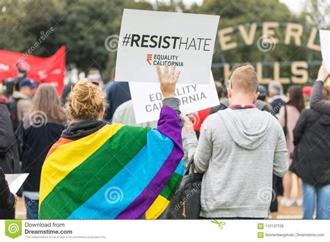 Resist Hate Rainbow Flag Horizontal Editorial Stock Photo Image Of