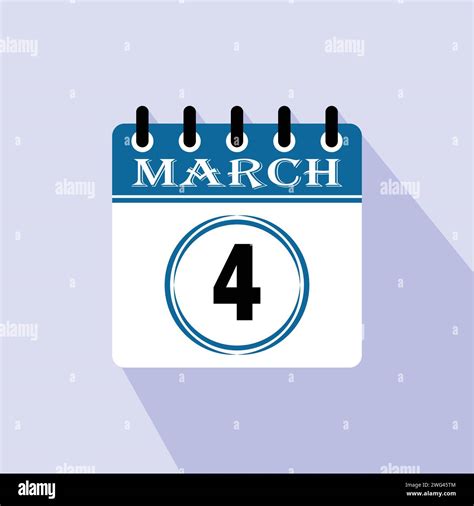 Icon Calendar Day 4 March 4th Days Of The Month Vector Illustration