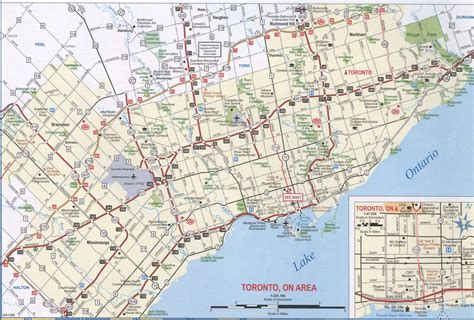 Toronto On Map Surrounding Area Free Printable Map Highway Toronto City