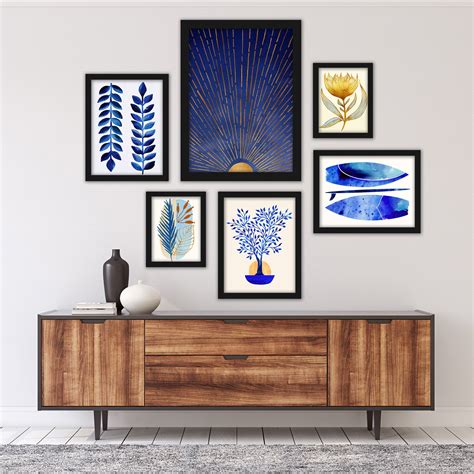 Modern Tropical Blue Moon - 6 Piece Framed Gallery Wall Set — Americanflat