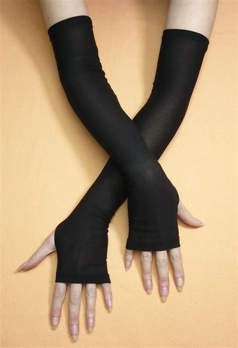 Black Long Fingerless Gloves Gothic Long Fingerless Gloves Cosplay Outfits Aesthetic Clothes